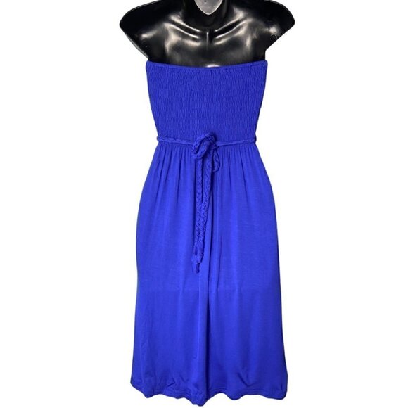 Catwalk Studio Royal Blue Strapless Halter Tie Neck Dress Mini Length Size Small - Picture 2 of 12